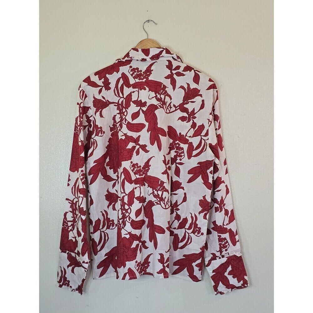 White & Red Floral Button-Up Blouse - Picture 6 of 13